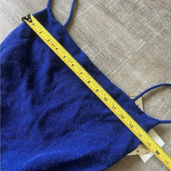 Vintage Y2K City Triangles Blue Glitter Midi Dress M Whimsigoth Fairy USA NWT - Picture 10 of 14